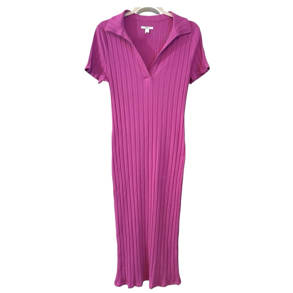 Bar III Pink Sheath Midi Dress with Polo Collar - Picture 2 of 6
